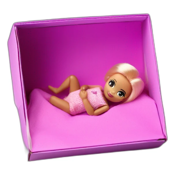 Newborn barbie in box photo session sticker