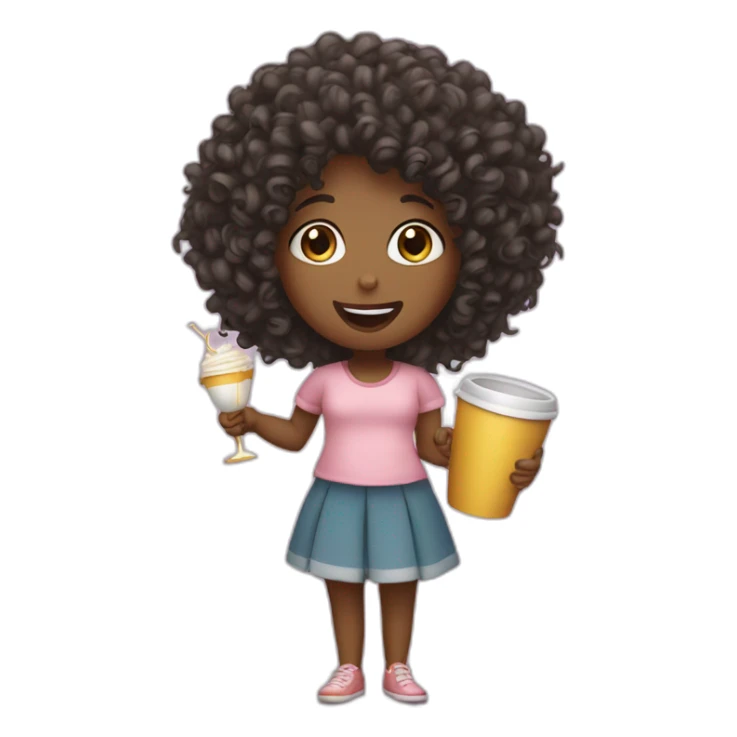 Curly girl with a singing cup sticker