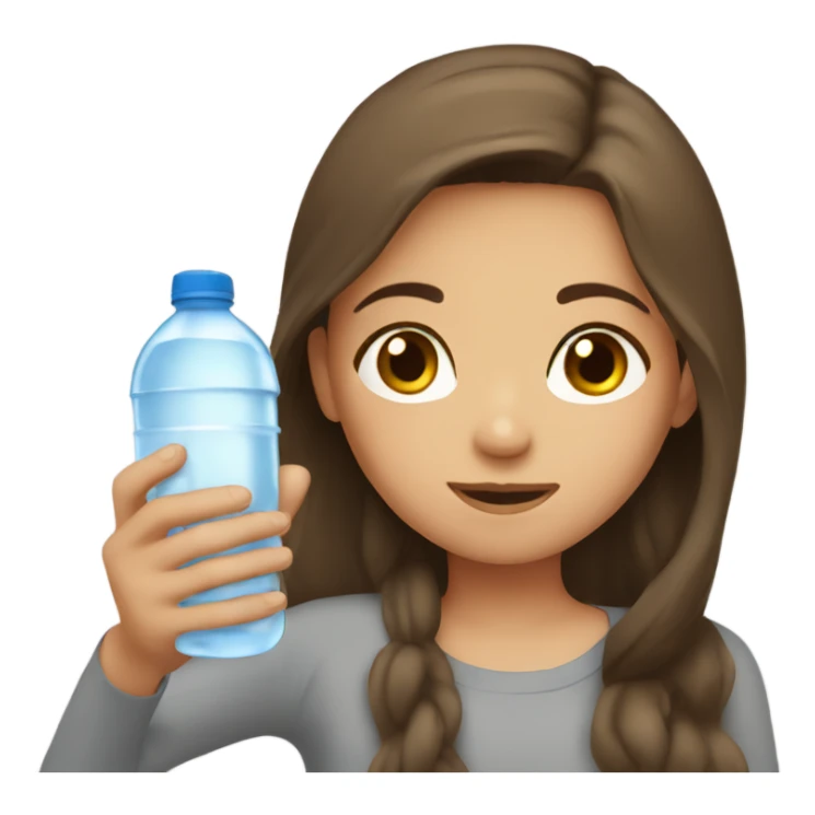Brown hair girl pretty drinking water sticker