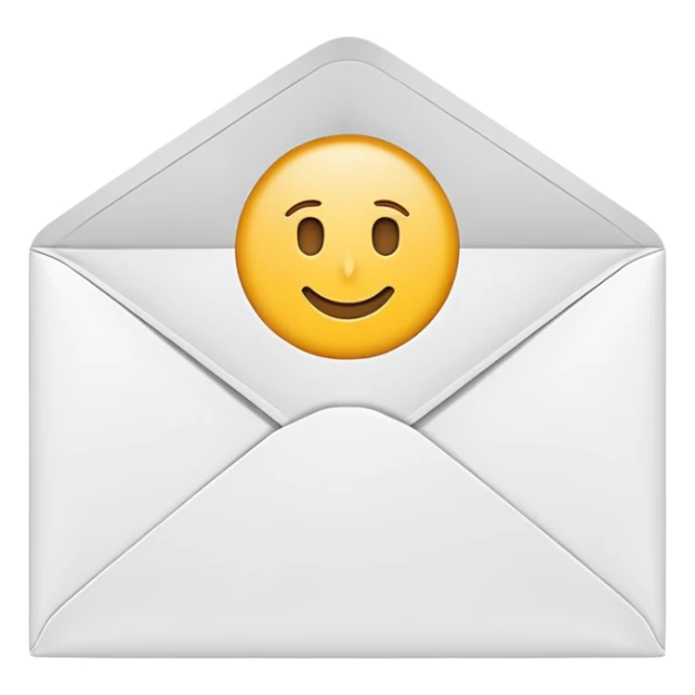 Emoji-style illustration of an envelope with a small info ‘i’ symbol on it, representing ‘Contact Us’. Bright, modern, minimal style sticker