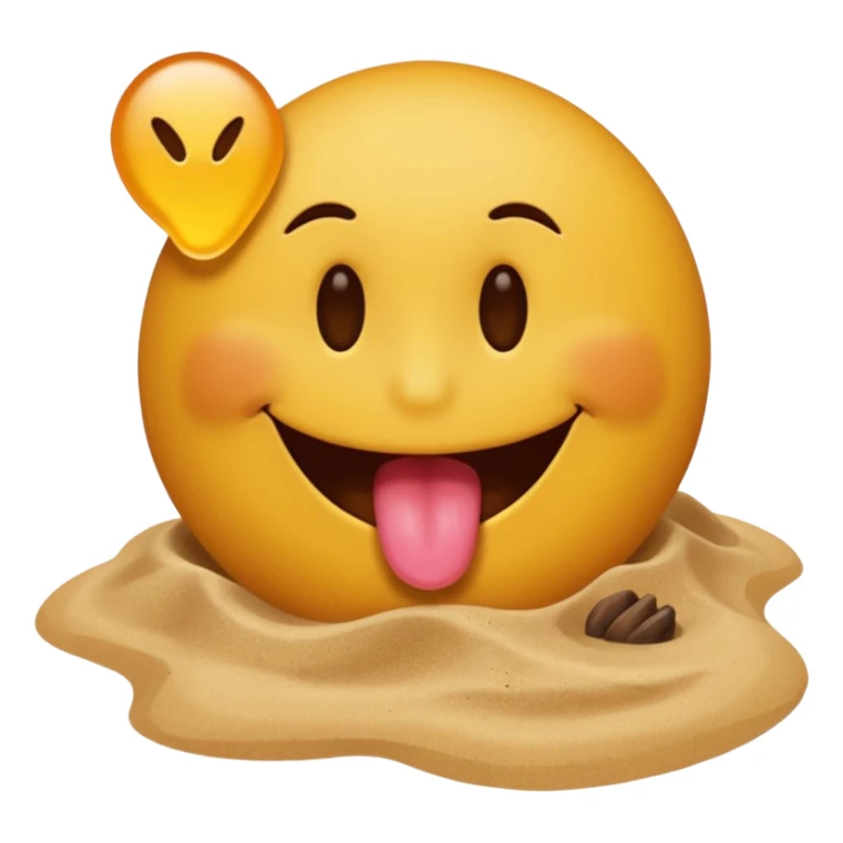 A smiley face licking a brown beach emoji sticker