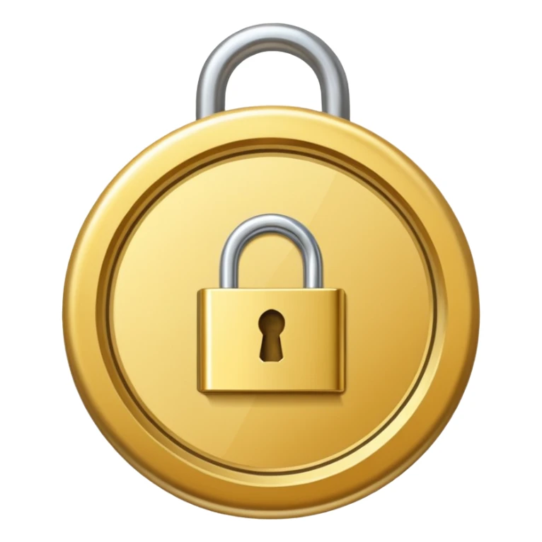 a gold medal with a lock engraved on it sticker