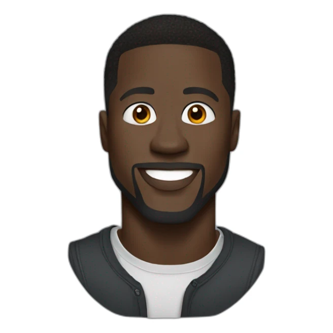 actor kevin hart cartoon wearing henley and small eyes sticker
