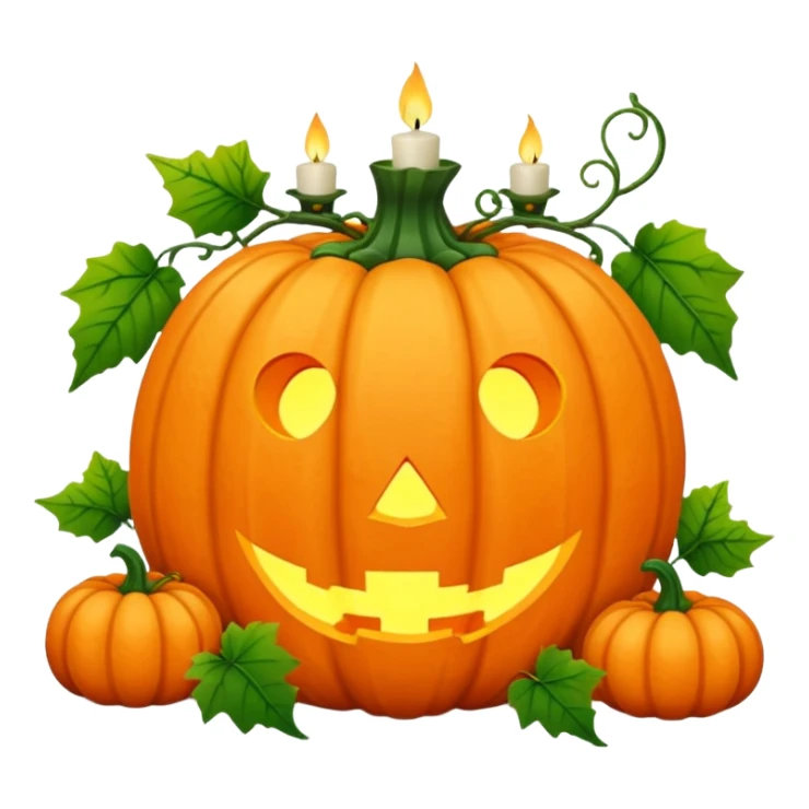 Huge big pumpkin, vines, leaves, candles, autumn vibes aesthetics  sticker