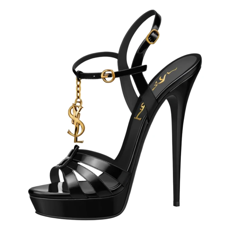 YSL TRIBUTE heels SANDAL black PATENT LEATHER sticker