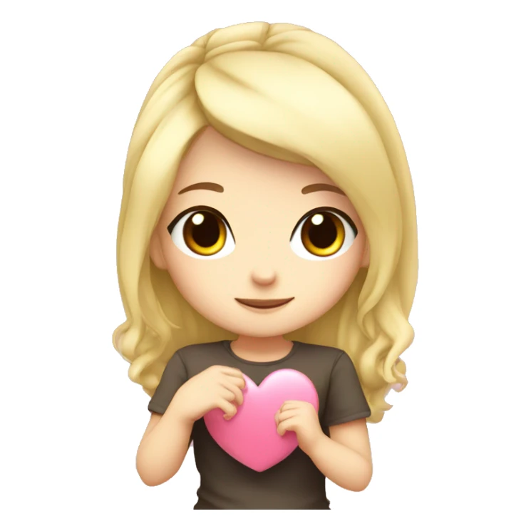 Anime Cartoon Chibi Blonde Girl Making Heart sticker