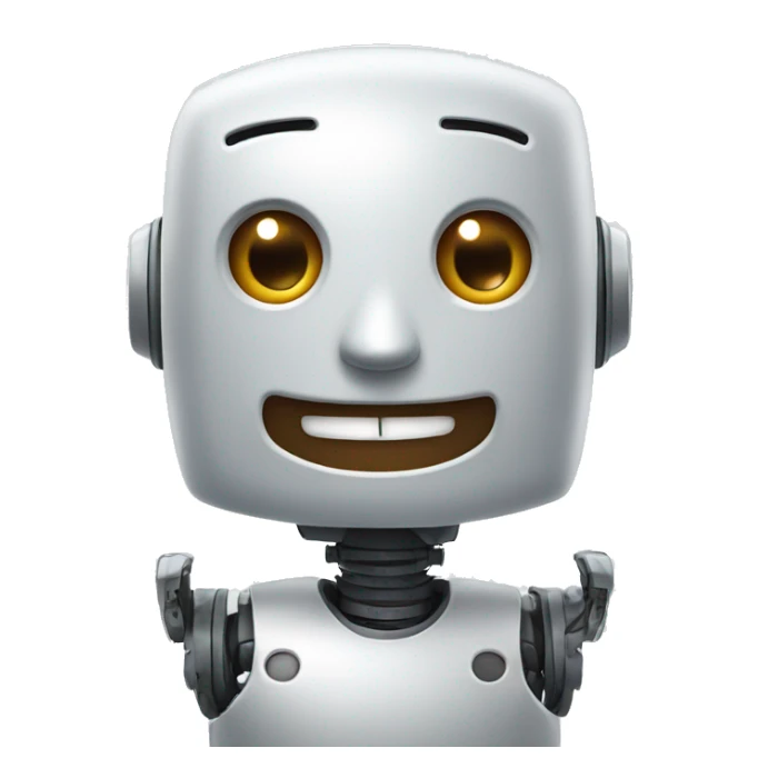Robot with happy smile, only eyes, mouth, nose sticker