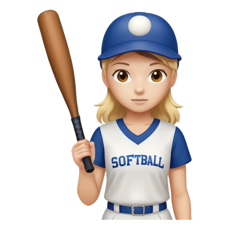 A girl wearing a softball uniform holding a bat  sticker