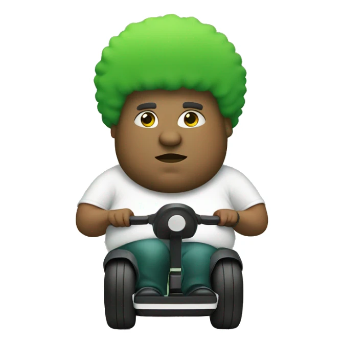 fat man with a green afro riding a segway sticker