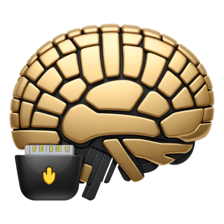   Create an emoji in which it is representing AI brain like chip in black color professional and luxury  AI sticker