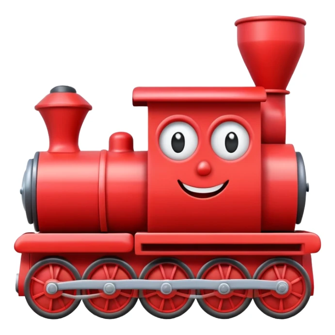 A cute wooden toy train with a cheerful face and rosy cheeks sticker