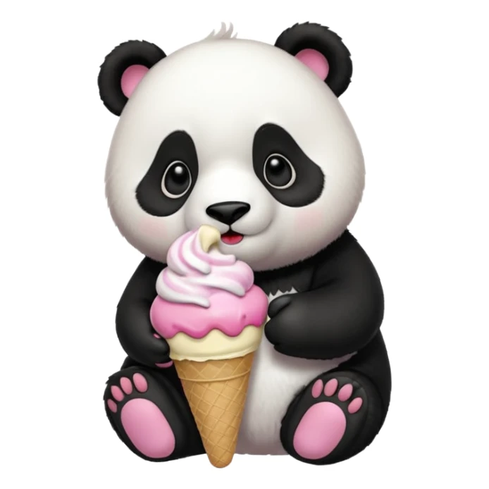 Panda eating ice cream sticker