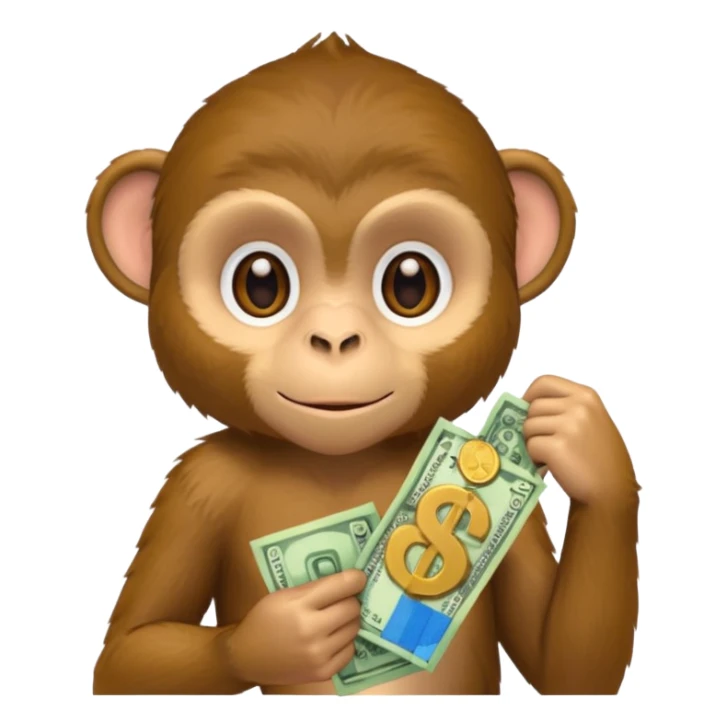 monkey holding money on shoudure sticker