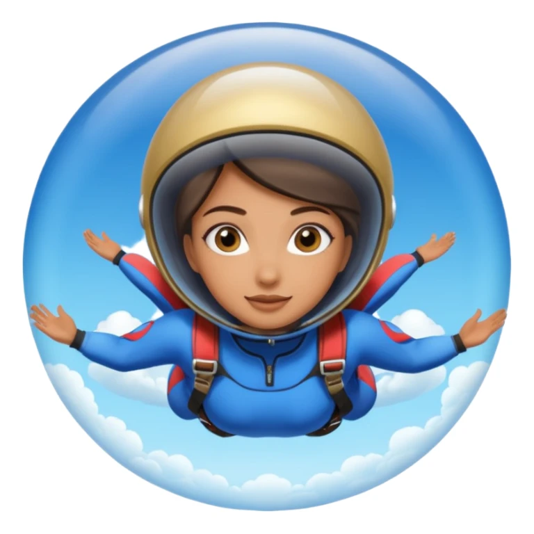 Skydiving girl with parachute and UFO blue sticker
