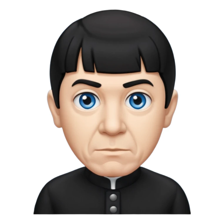 Moe Howard from the Three Stooges with blue eyes, black hair, black outfit sticker