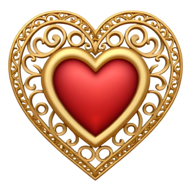 filigree valentine heart design, 3D, very detailed, empty center sticker