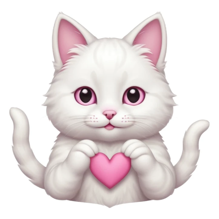 Cute white cat making heart shape with his hand above the head like this🙆‍♂️ sticker