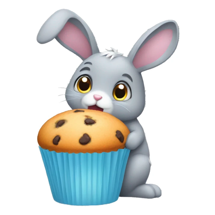 little gray bunny eating muffin sticker