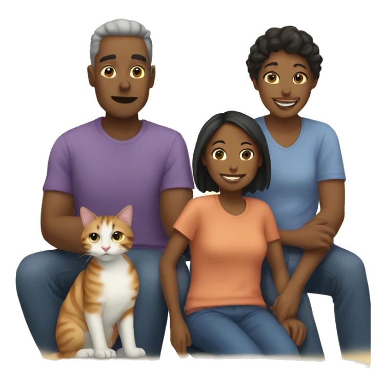 Family of 2 people and 2 cats sticker