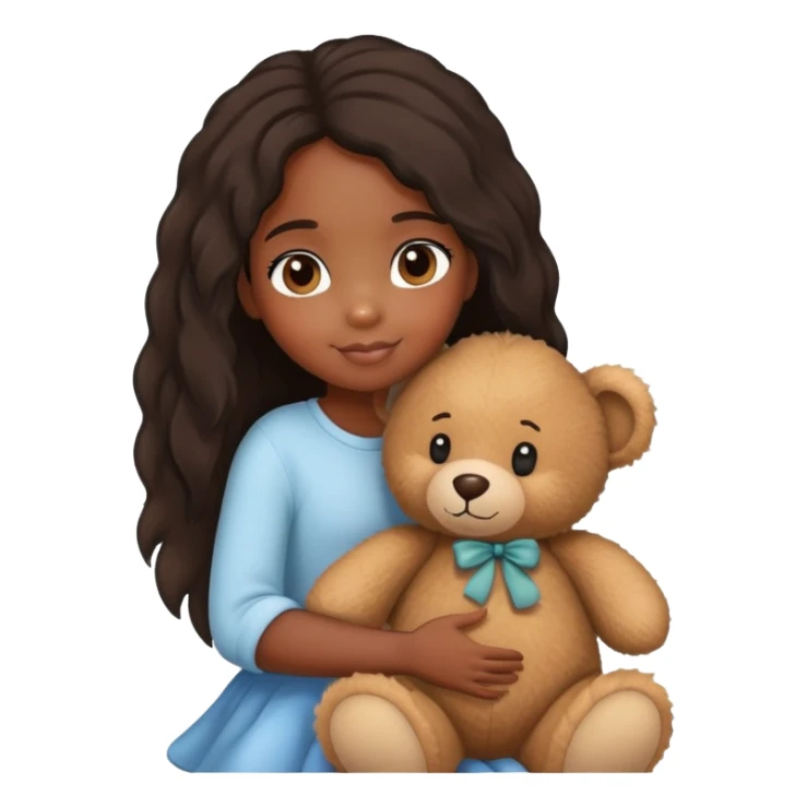 black long girl hugs a teddy bear sticker