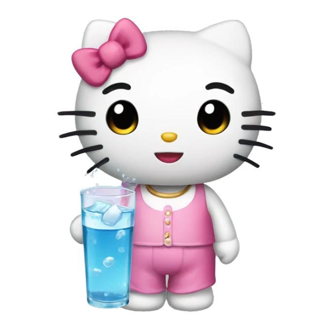 Hello kitty holding glass of water  sticker