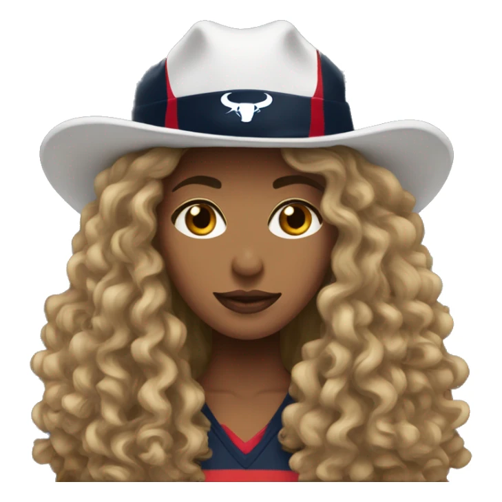 HOUSTON TEXANS hat woman with long curly hair  sticker