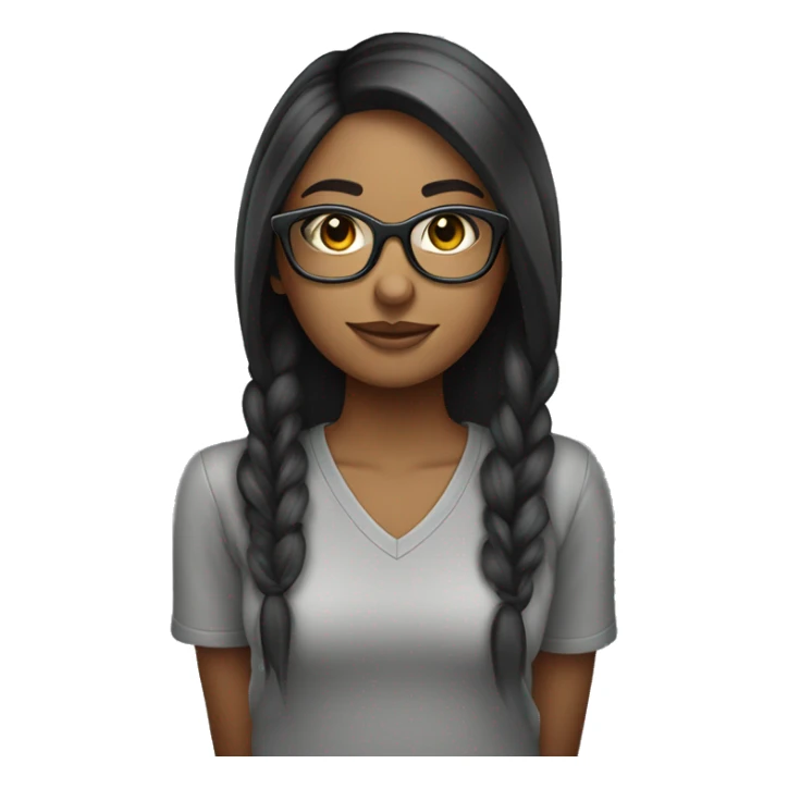 Mulher morena com óculos de grau   cabelo preto liso longo  sticker