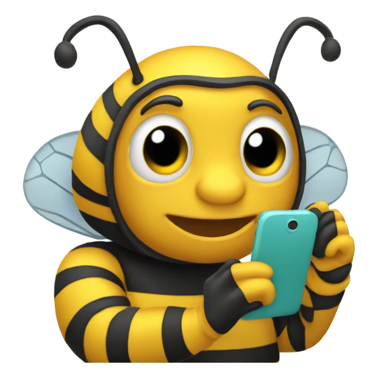 bee holding a phone in his hands sticker