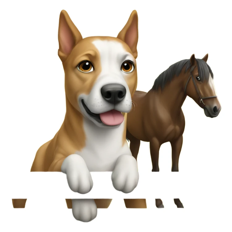 Dog next to a horse  sticker