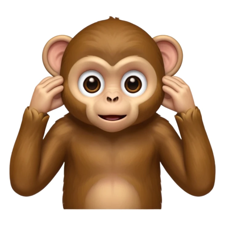 Small Monkey with HUGE eyes and HUGE hands covering ears sticker