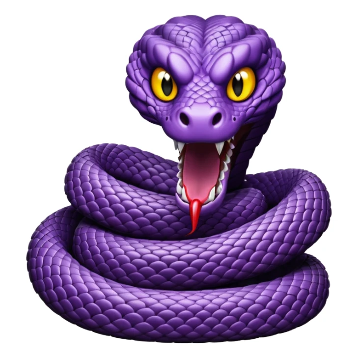 purple snake with fangs bared, scary and stylized like the spider emoji sticker