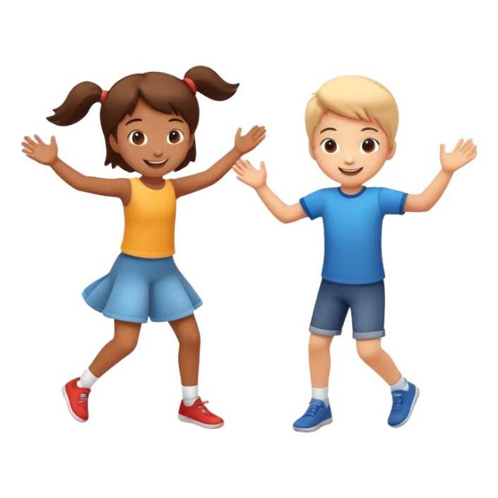 two children spinning each other by the hands, motion blur, happy and energetic sticker