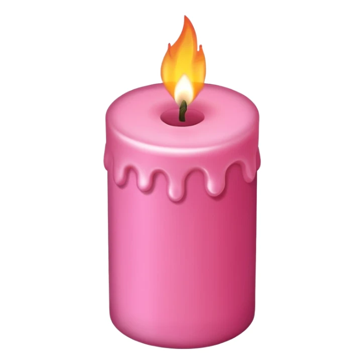 Draw a pink candle with a flame on it, seen from a bird's eye view sticker