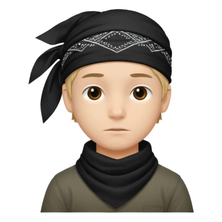 Make a boy wearing black bandana with some design on it  sticker
