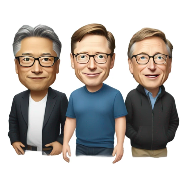 elon musk , jensen huang , bill gates in one frame  sticker
