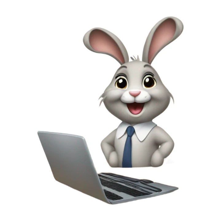 Happy Rabbit , black women dress , going to work , laptop  sticker