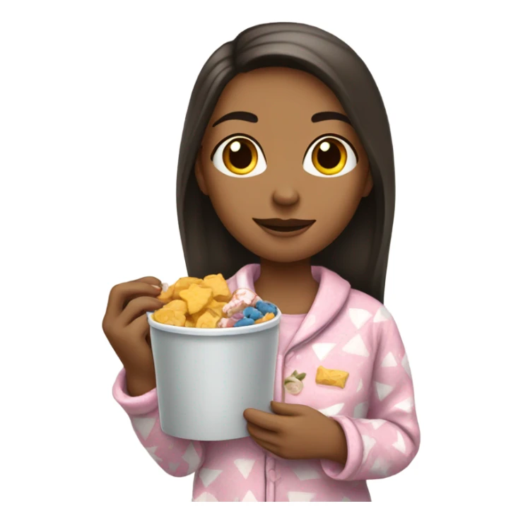 White girl in pajamas with snacks  sticker