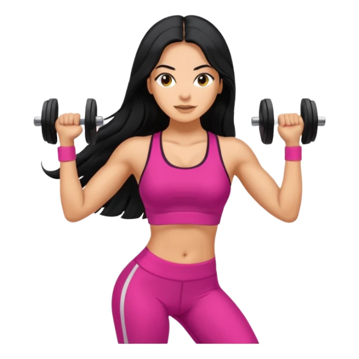 Spanish woman with long black hair doing fitness sticker