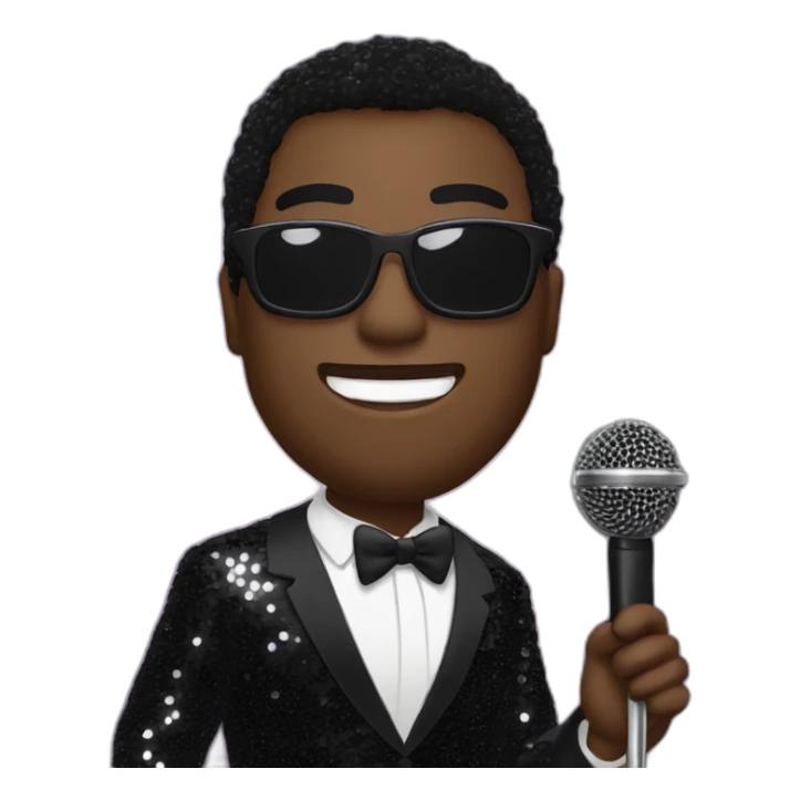 sam richardson in a black sequin suit holding a microphone singing sticker