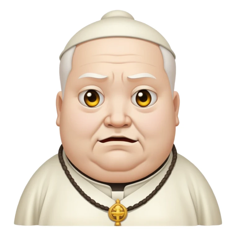 fat temple priest with a scary look and a closed, troubled smile sticker