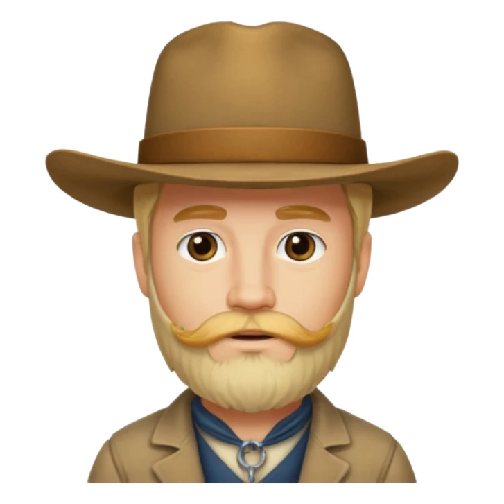 A blonde western man from America 1899 wild west with a hat and beard sticker