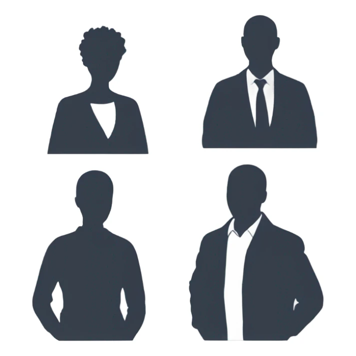 silhouette of 5 people from the waist up sticker