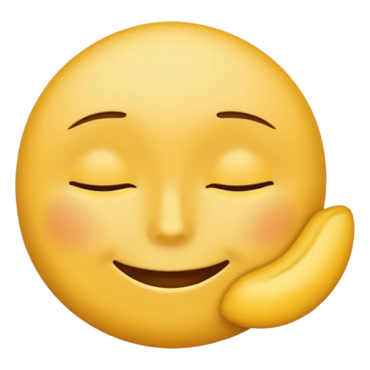 yellow emoji face with a laid-back smirk, eyes half-closed, chill expression sticker