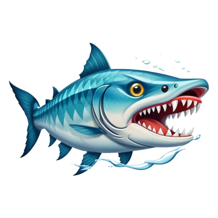 An angry barracuda swims swiftly through the water, its sharp teeth bared and ready for action sticker
