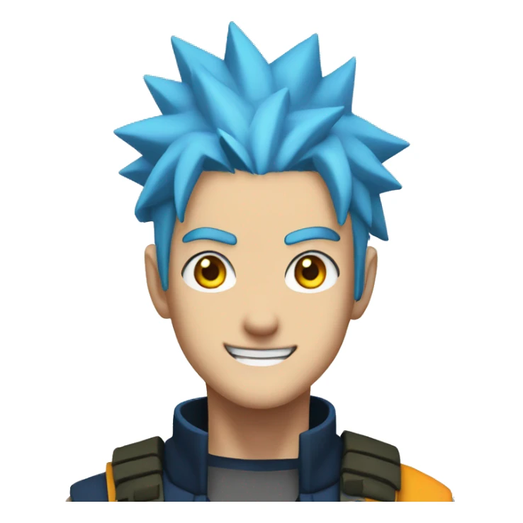 naruto character with bright blue hair and yellow eyes sticker