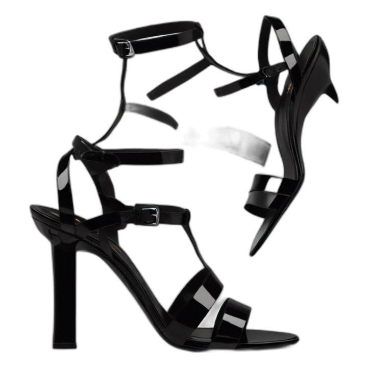 YSL TRIBUTE heels SANDAL black PATENT LEATHER sticker