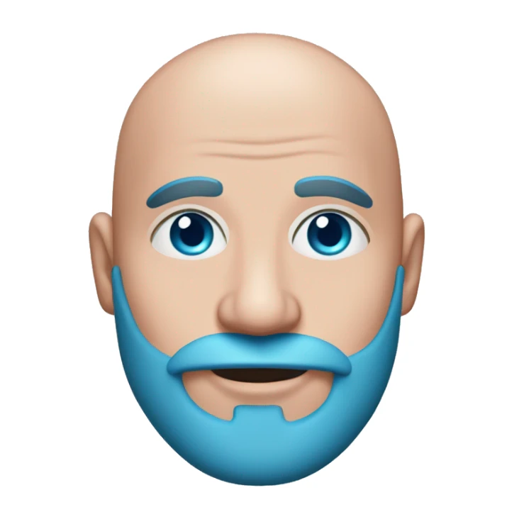 Bald man with fluorescent pink skin color and fluorescent blue beard, and rubberhose eyes showing 👌🏻 sticker