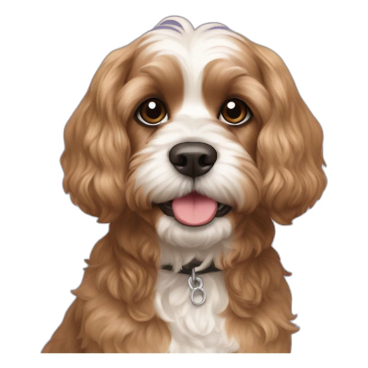 a King Charles cava poo with straight hair who is brown sticker