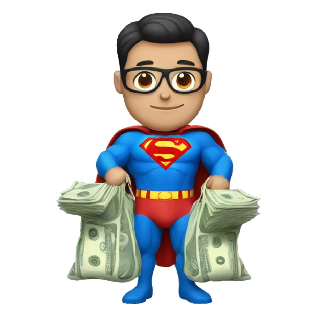 Superman with bag of money sticker