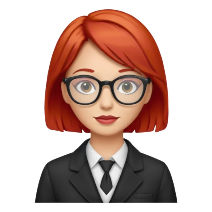 tailor woman with red hair and glasses sticker